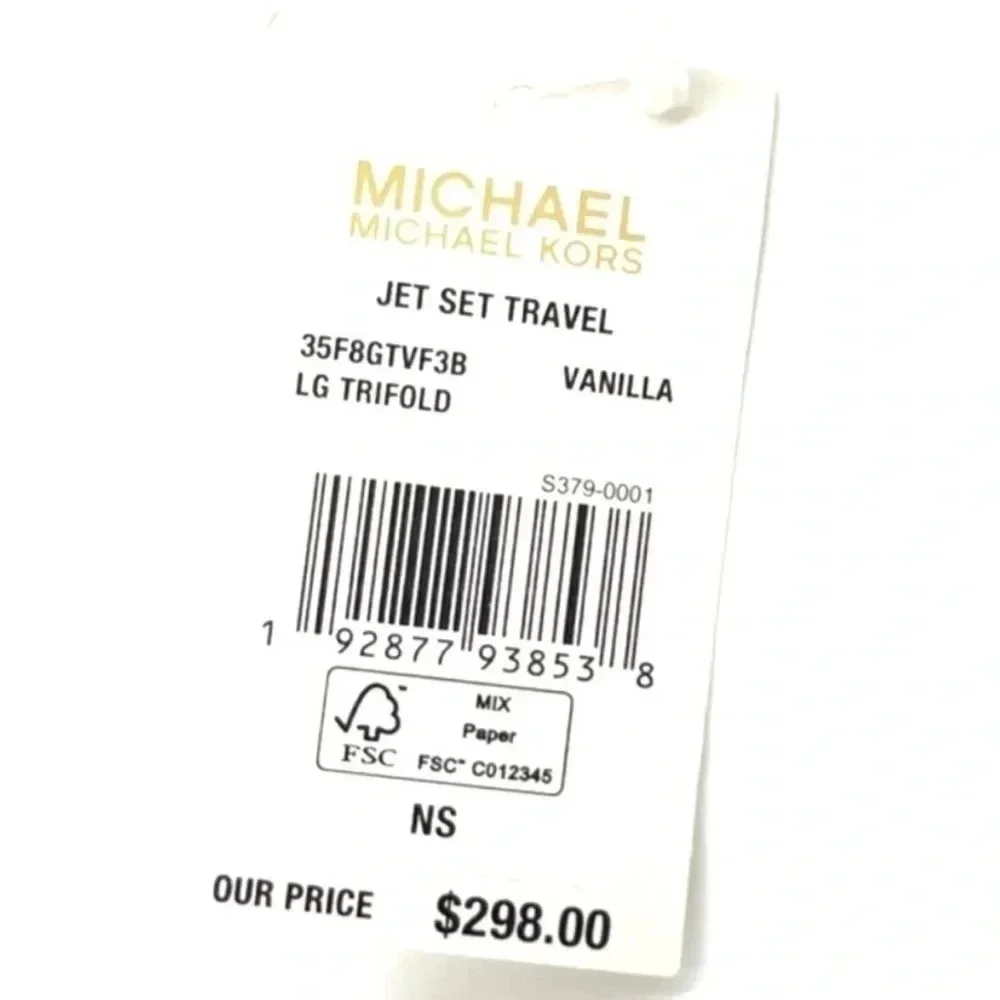 Michael Kors Large Trifold Wallet Vanilla/Brown (NWT) - Picture 7 of 7